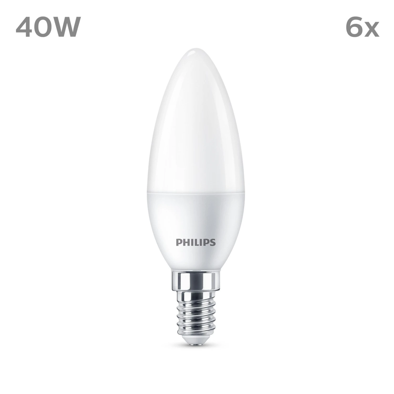 Philips LED-Kerze E14 4,9W 470m 2.700K Matt 6er 4 Philips LED-Kerze E14 4,9W 470m 2.700K Matt 6er – Bild 2
