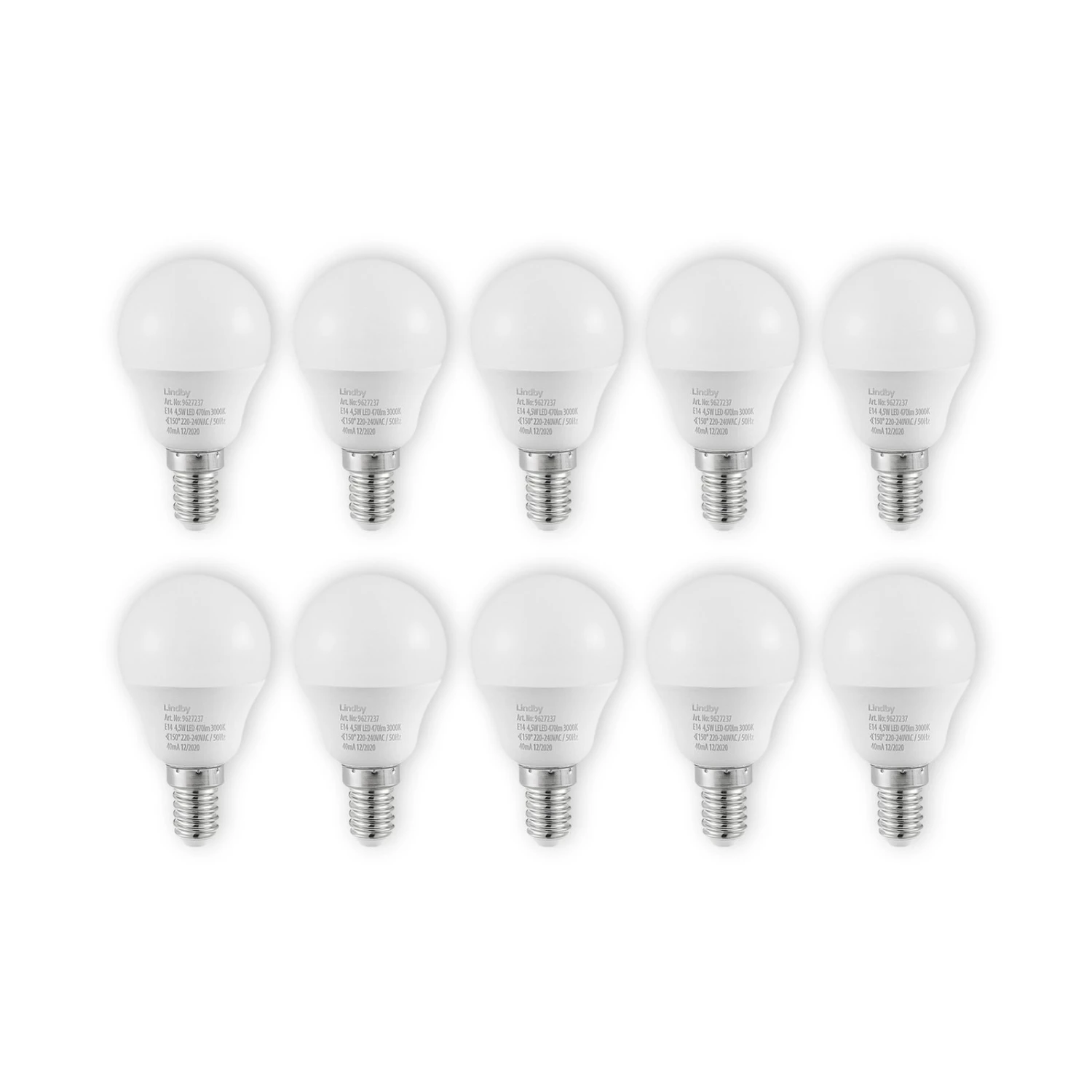 Lindby LED-Lampe E14 G45 4,5W 3.000K Opal 10er-Set 3 Lindby LED-Lampe E14 G45 4,5W 3.000K Opal 10er-Set