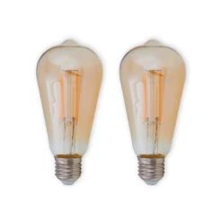 E27 LED-Rustikalampe 6W 500lm Amber 1.800K 2er-Set