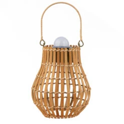 Lindby Amaria LED-Solar-Terrassenleuchte Bambus