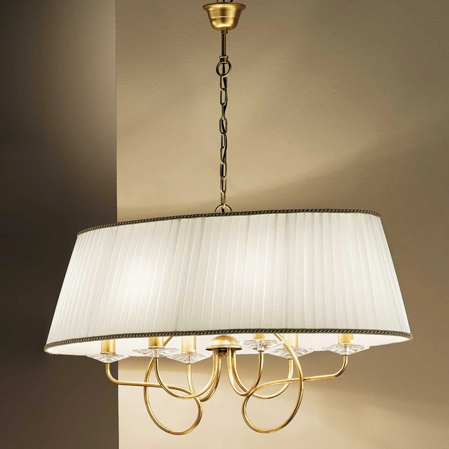 Hängeleuchte Yael, Gold Antik, Schirm Weiß 6 X E14 4 Hängeleuchte Yael, Gold Antik, Schirm Weiß 6 X E14 – Bild 2