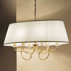 Hängeleuchte Yael, Gold Antik, Schirm Weiß 6 X E14