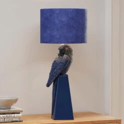 KARE Parrot Tischleuchte Mit Schirm, Blau