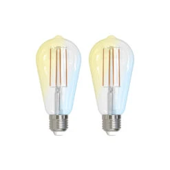 Prios LED-Lampe E27 ST64 7W ZigBee Tuya Klar, 2er