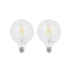 LED-Filament E27 6W 2.700K G125 Globe Klar 2er-Set