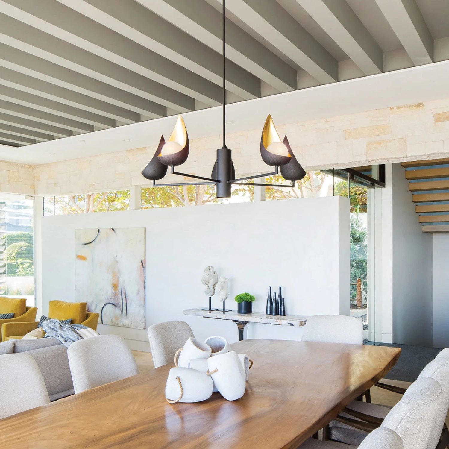 Kronleuchter Ren, 6-flammig, Schwarz/gold 4 Kronleuchter Ren, 6-flammig, Schwarz/gold – Bild 2