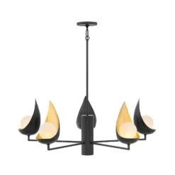 Kronleuchter Ren, 6-flammig, Schwarz/gold 11 Kronleuchter Ren, 6-flammig, Schwarz/gold -Philips Store 10018539 3