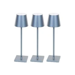 Lindby Janea LED-Akku-Tischleuchte Graublau 3er