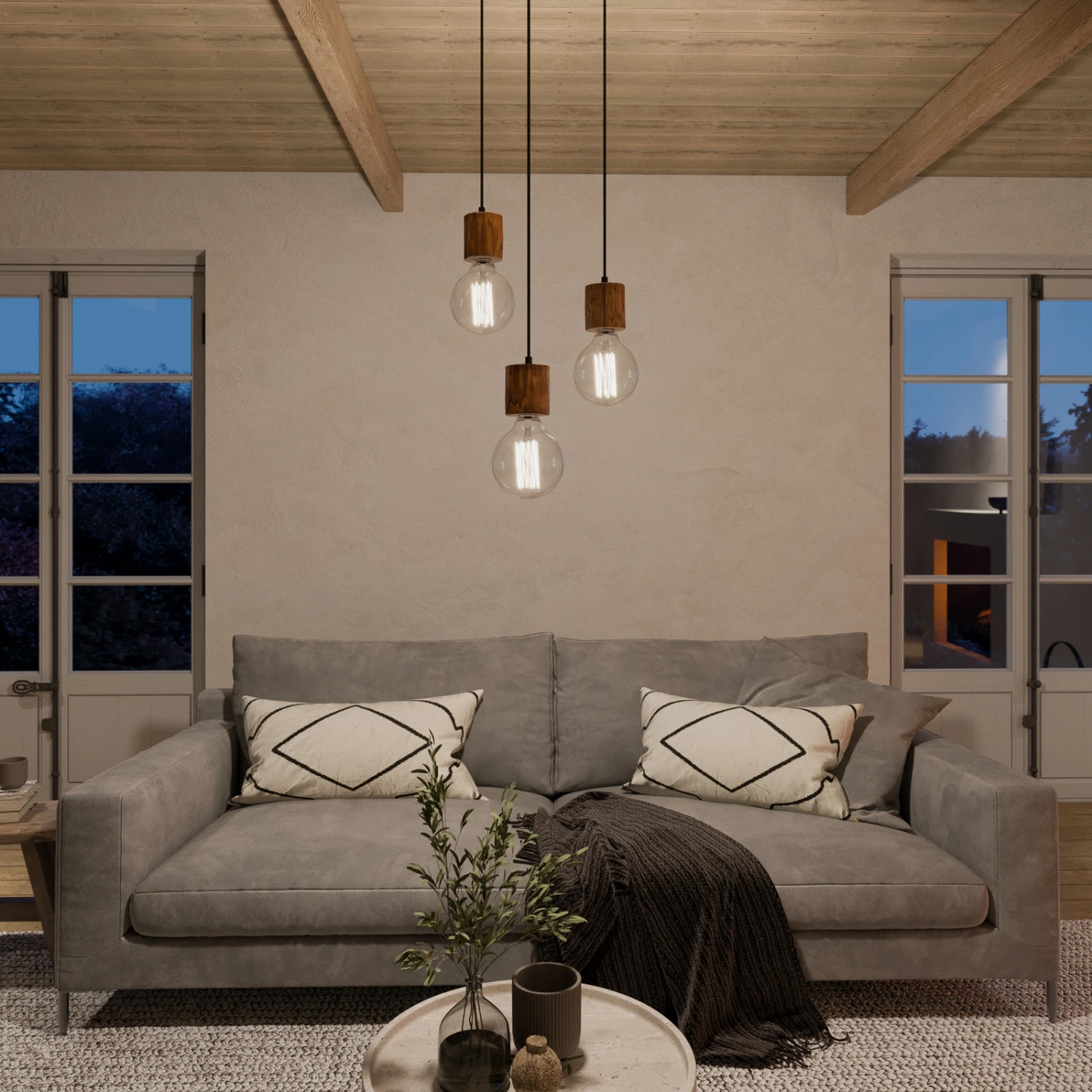 Envostar Terra Hängelampe Kiefer Hell 3fl Rondell 4 Envostar Terra Hängelampe Kiefer Hell 3fl Rondell – Bild 2