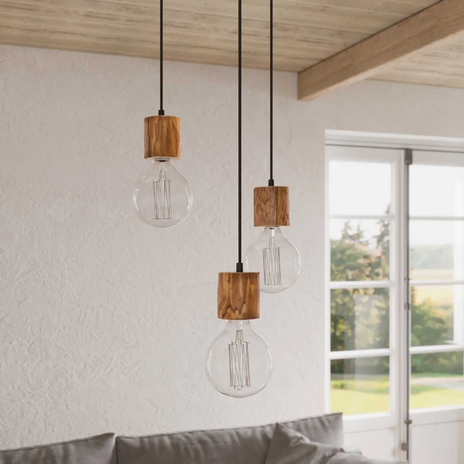 Envostar Terra Hängelampe Kiefer Hell 3fl Rondell 5 Envostar Terra Hängelampe Kiefer Hell 3fl Rondell – Bild 3