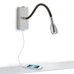 LED-Wandleuchte Milos Nickel Mit USB-Ladeanschluss