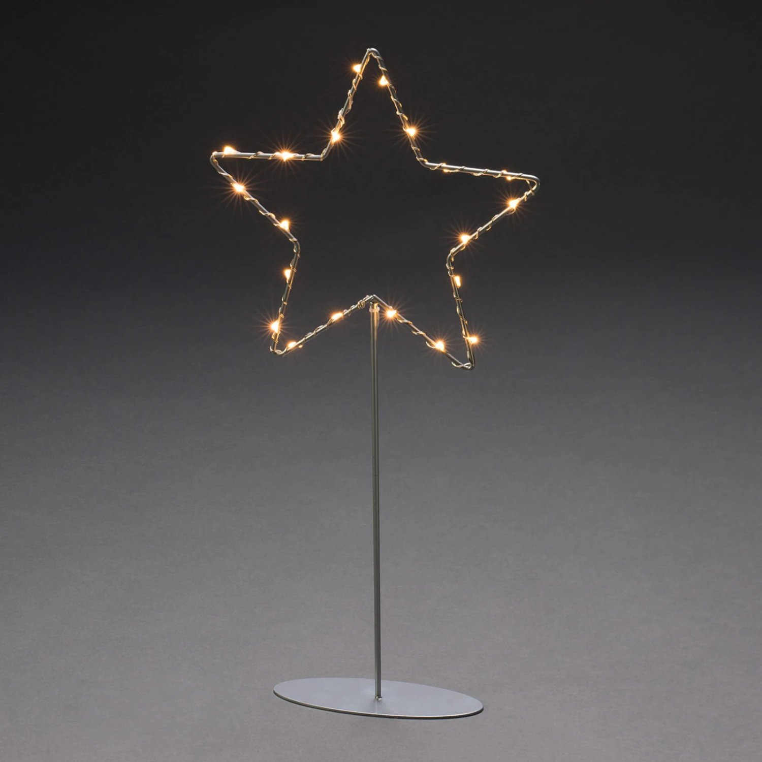 Stehender LED-Metallstern - Silber Mit Fuß 4 Stehender LED-Metallstern - Silber Mit Fuß – Bild 2