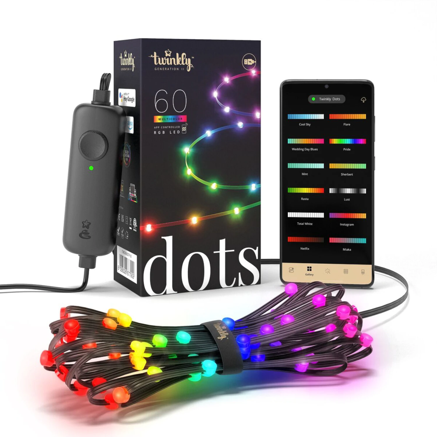 Twinkly Dots LED-Kette RGB, Schwarz, IP20, 3m 7 Twinkly Dots LED-Kette RGB, Schwarz, IP20, 3m – Bild 5