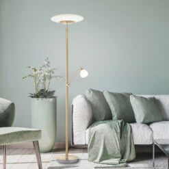 LED-Stehleuchte Troja Mit Lesearm, Dimmbar, Gold -Philips Store 7501879 1