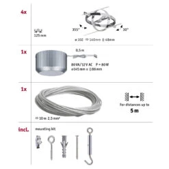 Paulmann Cardan Seilsystem 4fl. Chrom Matt/chrom 17 Paulmann Cardan Seilsystem 4fl. Chrom Matt/chrom -Philips Store 7602920 7