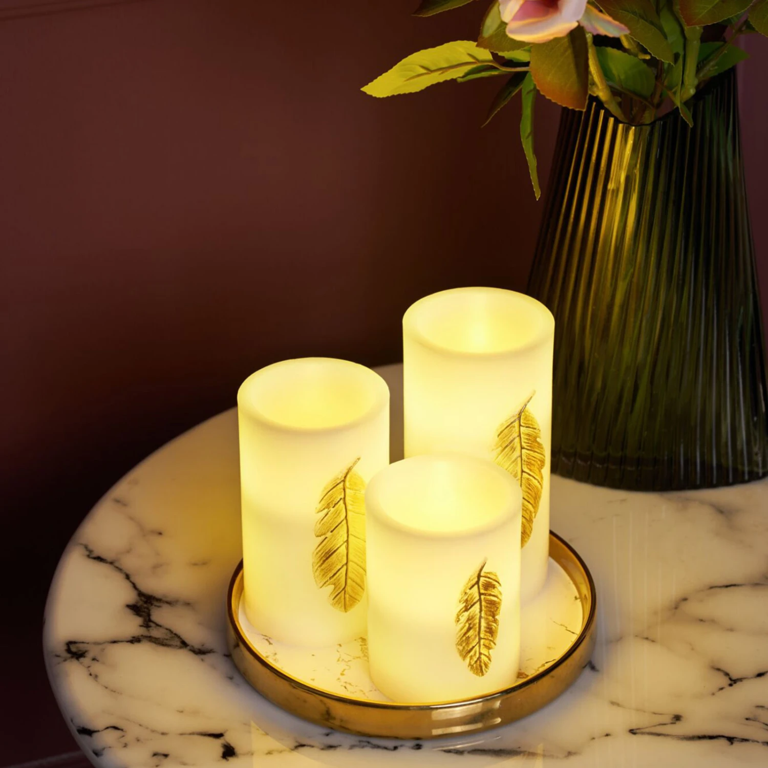 Pauleen Golden Feather Candle LED-Kerze 3er Set 5 Pauleen Golden Feather Candle LED-Kerze 3er Set – Bild 3