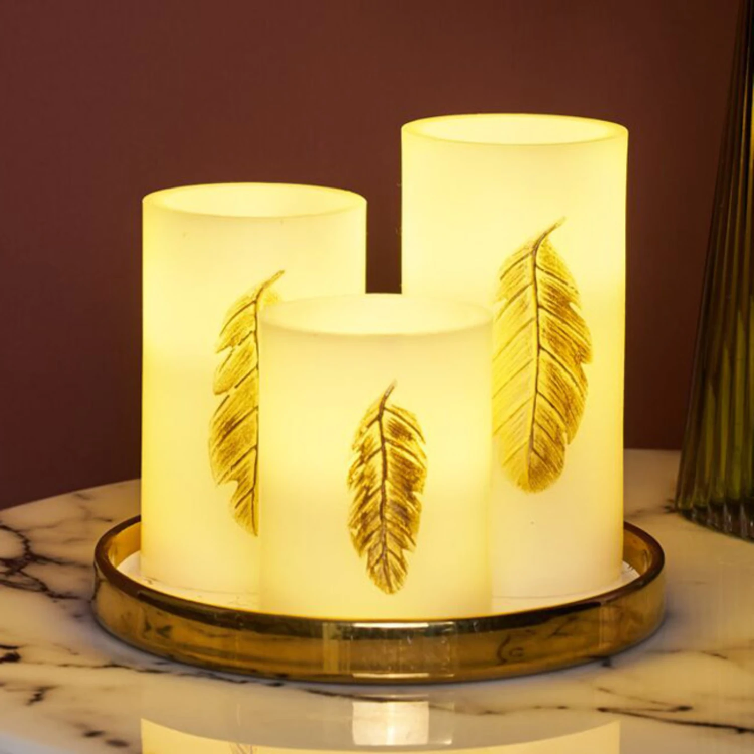 Pauleen Golden Feather Candle LED-Kerze 3er Set 3 Pauleen Golden Feather Candle LED-Kerze 3er Set