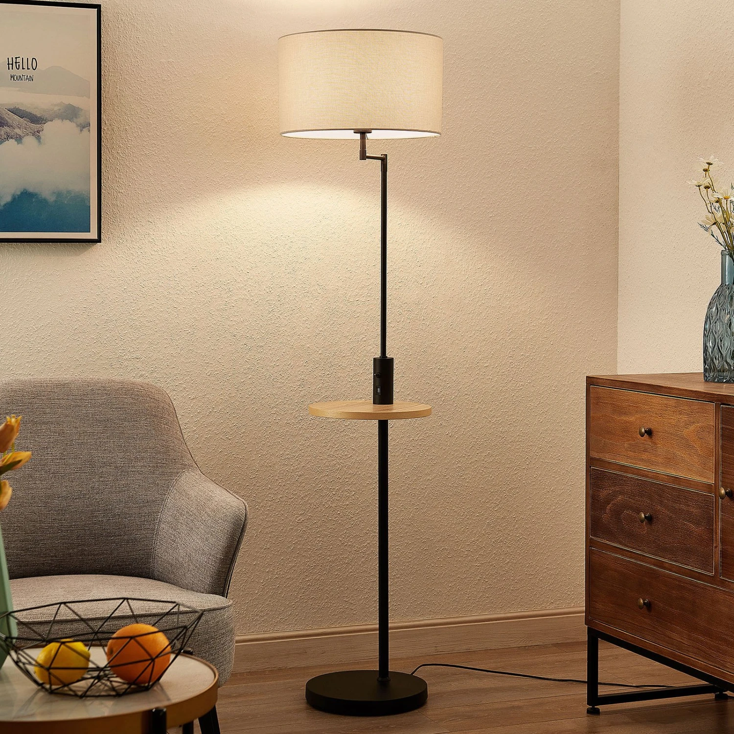 Lindby Zinia Stehlampe Mit Ablage Und USB, Schwarz 3 Lindby Zinia Stehlampe Mit Ablage Und USB, Schwarz