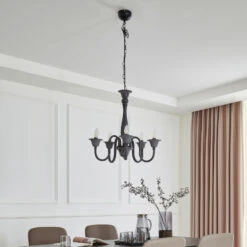 Lindby Flaka Kronleuchter, Anthrazit, Fünfflammig -Philips Store 8032641 1