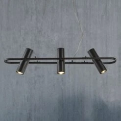 Pendelleuchte Telescope In Schwarz, Dreiflammig