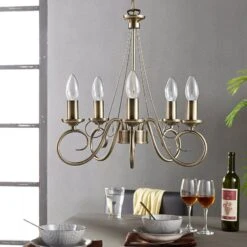 Kronleuchter Marnia, Altmessing, 5-flammig 11 Kronleuchter Marnia, Altmessing, 5-flammig -Philips Store 9621015 1