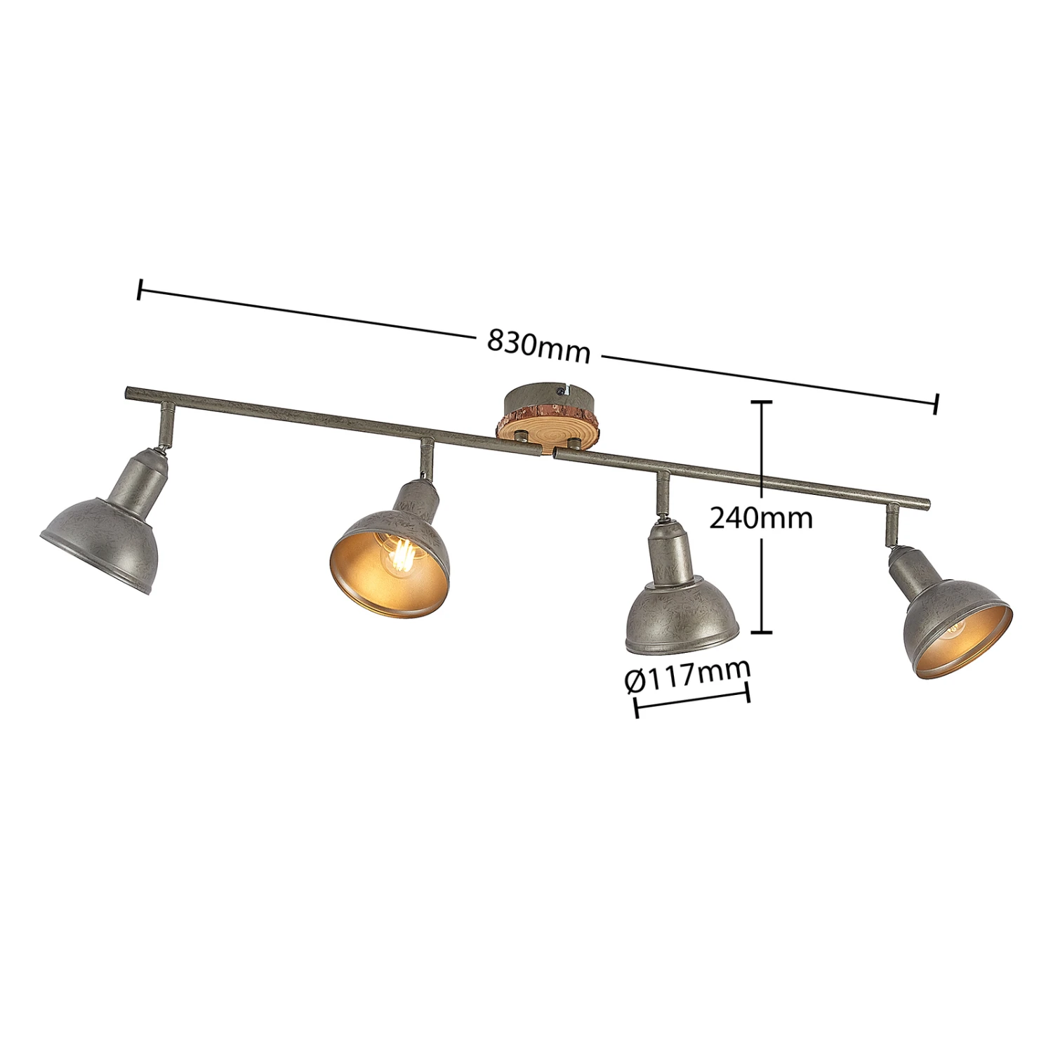 Lindby Nesrin Deckenlampe Mit Holzscheibe, 4-fl. 9 Lindby Nesrin Deckenlampe Mit Holzscheibe, 4-fl. – Bild 7