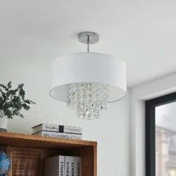 Lindby Estera Deckenleuchte Mit Behang, Weiß -Philips Store 9626840 1