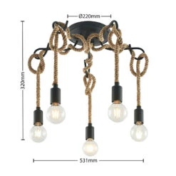 Lucande Ropina Deckenleuchte, Fünfflammig -Philips Store 9639430 5