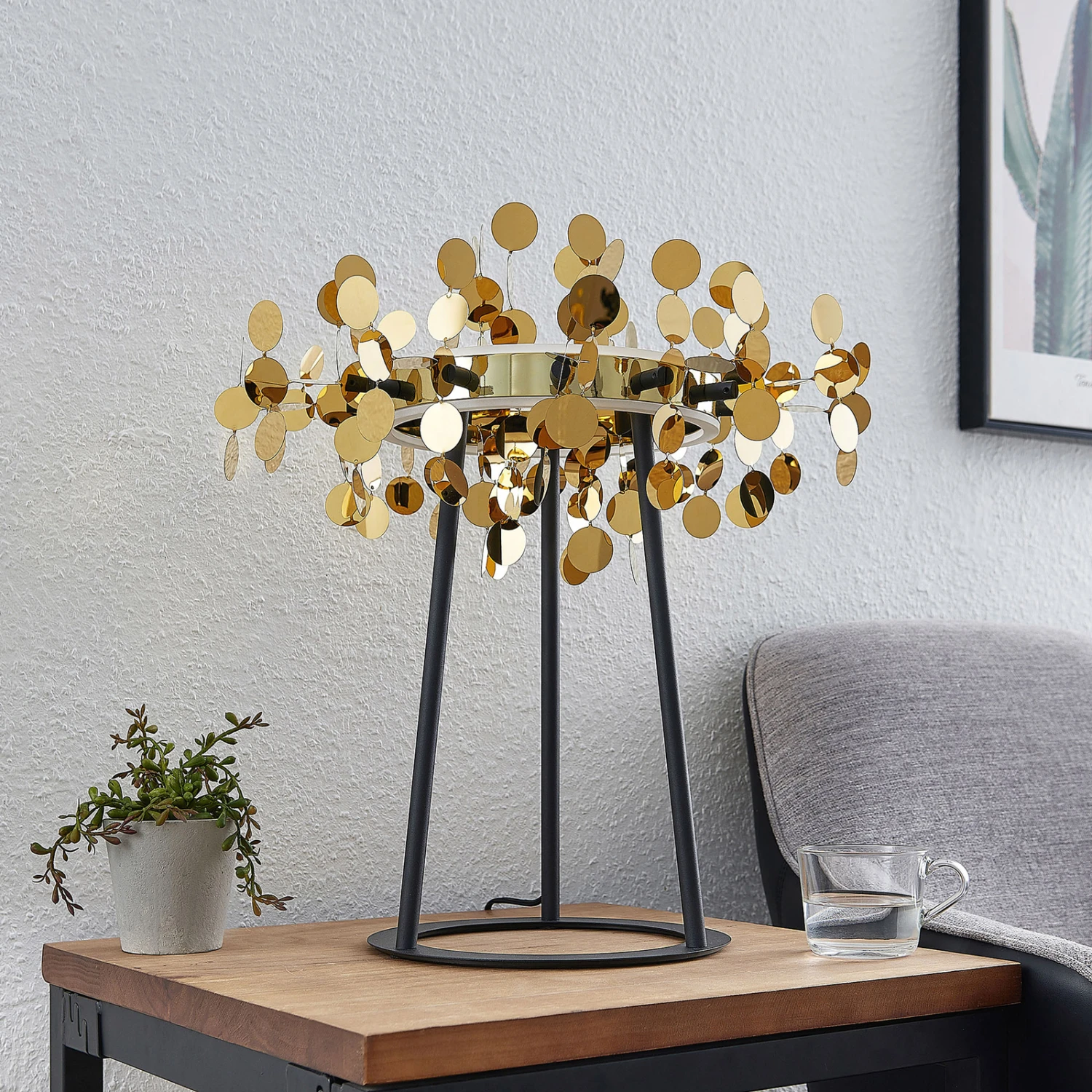 Lucande Glimmo LED-Tischleuchte, Schwarz, Messing 3 Lucande Glimmo LED-Tischleuchte, Schwarz, Messing