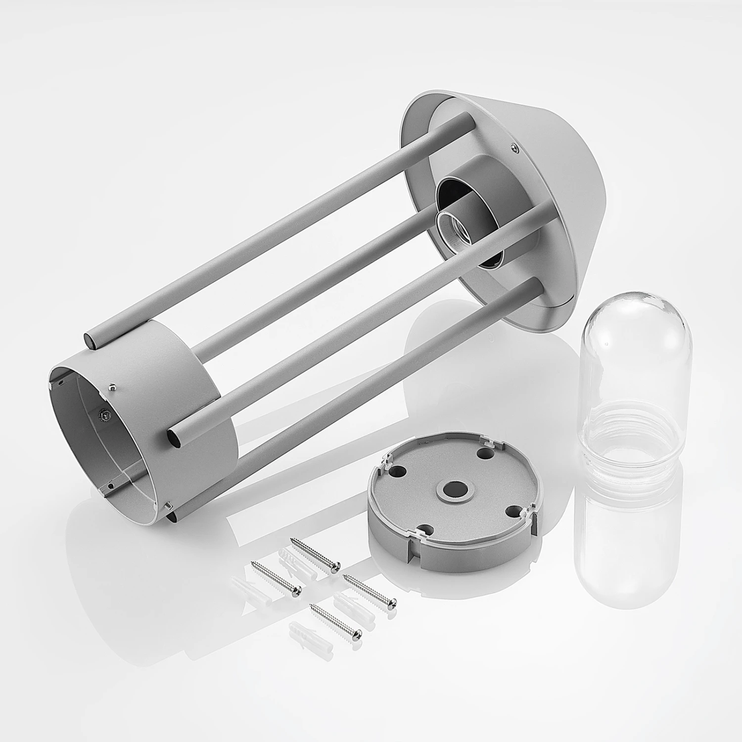 Lucande Olinum Sockelleuchte, Silbergrau 11 Lucande Olinum Sockelleuchte, Silbergrau – Bild 9