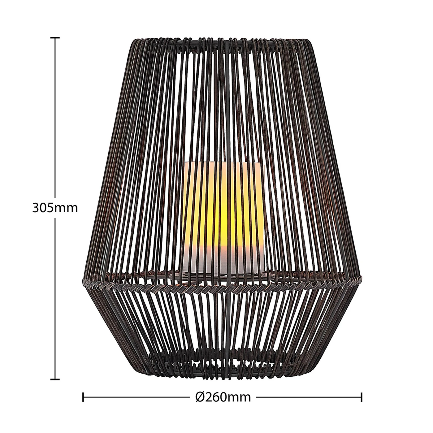 Lindby Kaati LED-Solar-Laterne, Rattanoptik, 26 Cm 6 Lindby Kaati LED-Solar-Laterne, Rattanoptik, 26 Cm – Bild 4